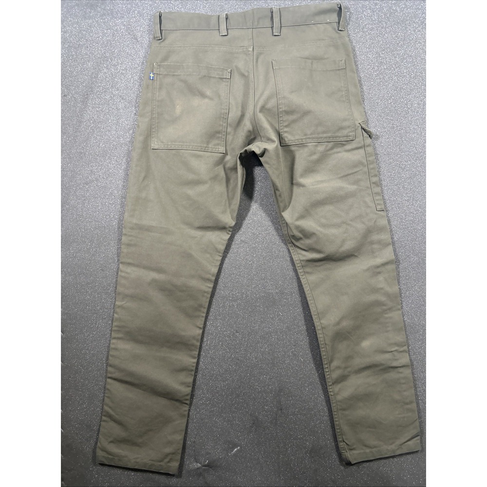 Fjallraven Pants Mens 32x31 Olive Greenland Jeans Cargo Outdoor Hike G1000 Waxed - Picture 1 of 10